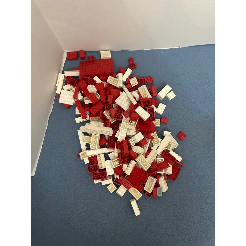 LEGO Bulk Bricks 1lb Mixed Lot Red and White Building Pieces Plates Parts